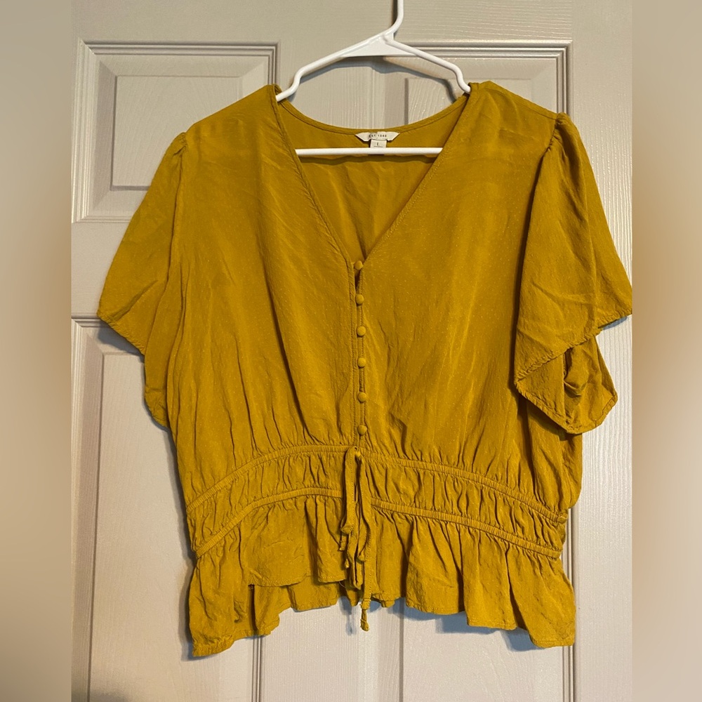 Elegant Mustard Blouse with Button Detail
